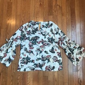 Rose + olive floral blouse